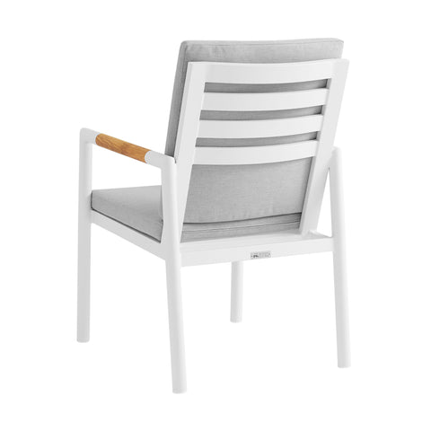 Crown - Outdoor Dining Chair With Light Gray (Set of 2) - White / Teak - Premium Chair Sets from Armen Living - Just $1020! Shop now at brett interiors