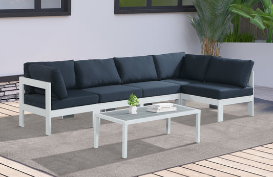 Nizuc - Outdoor Patio Modular Sectional 5 Piece - Navy - Fabric - Premium Stationary Sectionals from Meridian Furniture - Just $4512.50! Shop now at brett interiors