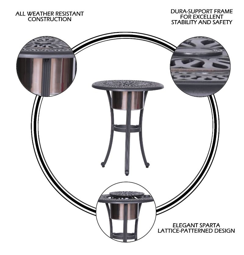 Outdoor Patio Aluminum Round Bistro Table/Side Table With Ice Bucket - Gunmetal - Premium Bistro Tables from Gather Craft - Just $282! Shop now at brett interiors