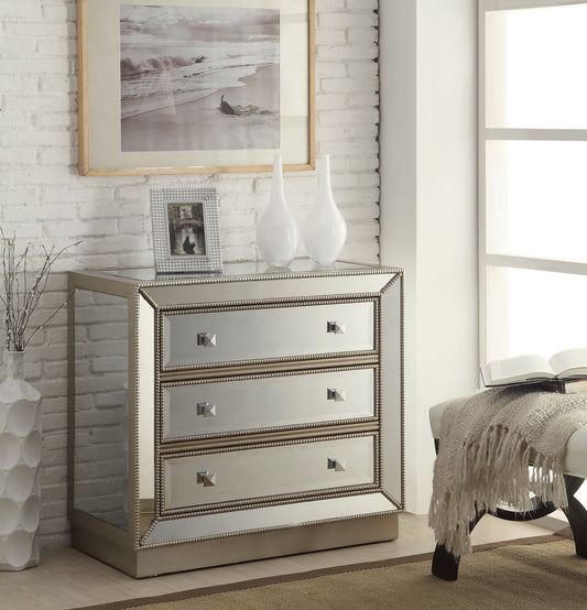 Lucia - Three Drawer Chest - Estaline Champagne / Mirror - Premium Accent Chests from Coast2Coast Home - Just $2392.50! Shop now at brett interiors