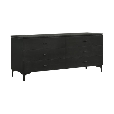 Legend - Veneer 6 Drawer Dresser With Metal Legs - Black Glaze Ash - Premium Dressers from Armen Living - Just $1125! Shop now at brett interiors