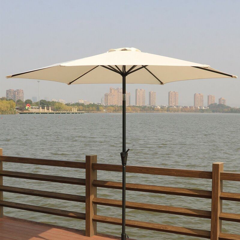 8.8' Outdoor Aluminum Patio Umbrella With 42 Pound Round Resin Umbrella Base - Premium Umbrellas & Canopies from Gather Craft - Just $213! Shop now at brett interiors