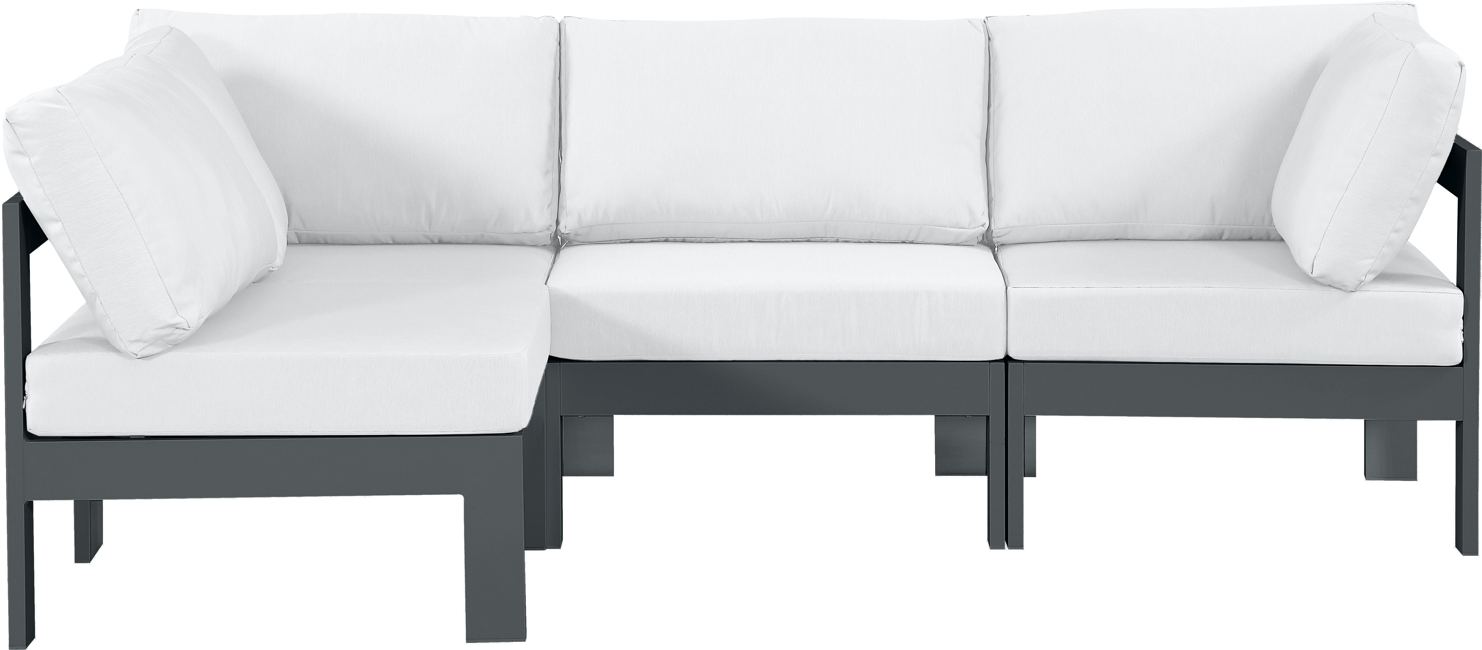 Nizuc - Outdoor Patio Modular Sectional - White - Fabric - Modern & Contemporary - Premium Stationary Sectionals from Meridian Furniture - Just $3650! Shop now at brett interiors