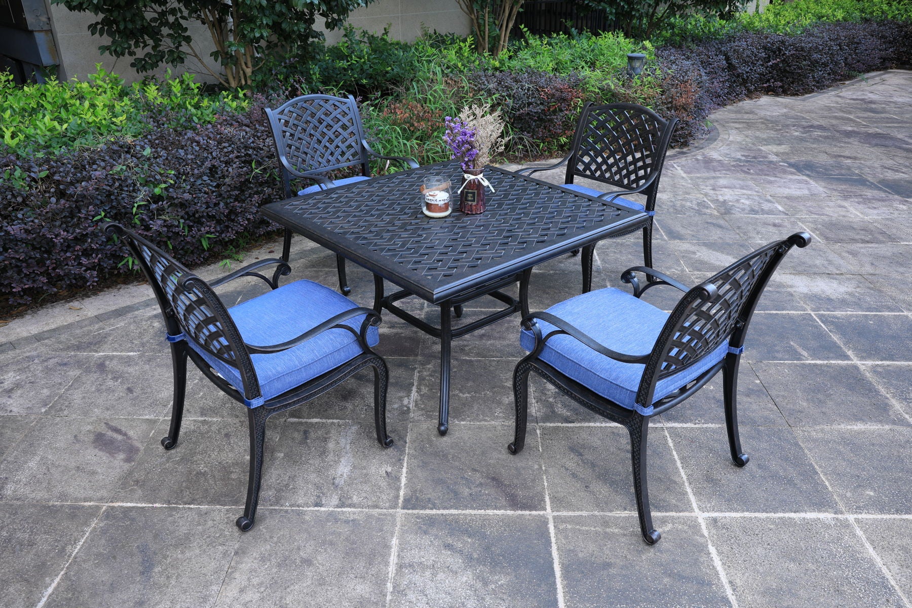 Square 4 Person 43.19" Long Aluminum Dining Set With Cushions - Premium 5 Piece Outdoor Sets from Gather Craft - Just $2326! Shop now at brett interiors