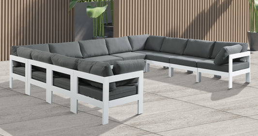 Nizuc - Outdoor Patio Modular Sectional 11 Piece - Grey - Fabric - Premium Stationary Sectionals from Meridian Furniture - Just $9887.50! Shop now at brett interiors