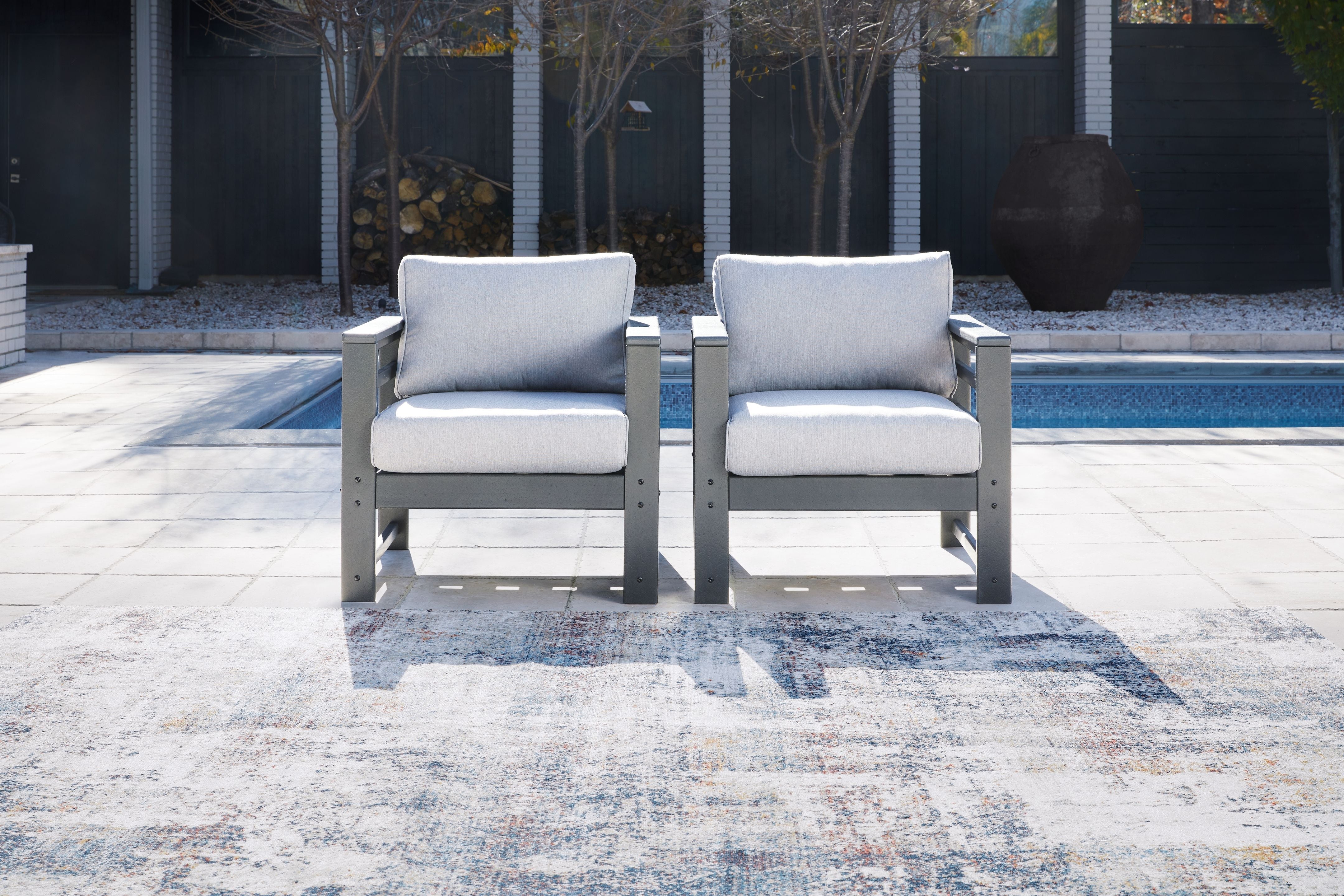 Amora - Charcoal Gray - Lounge Chair W/Cushion (Set of 2) - Premium Chair Sets from Ashley Furniture - Just $1113.75! Shop now at brett interiors