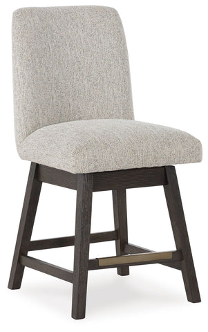 Burkhaus - Beige / Dark Brown - Upholstered Swivel Barstool (Set of 2) - Premium Stool Sets from Signature Design by Ashley® - Just $444.70! Shop now at brett interiors