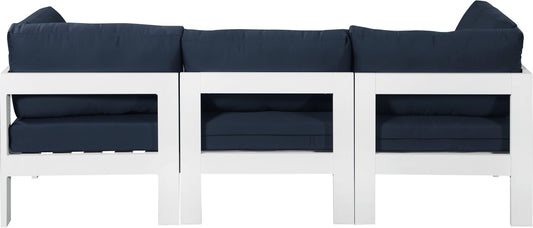 Nizuc - Outdoor Patio Modular Sofa 3 Seats- Navy - Modern & Contemporary - Premium Sofas from Meridian Furniture - Just $2787.50! Shop now at brett interiors