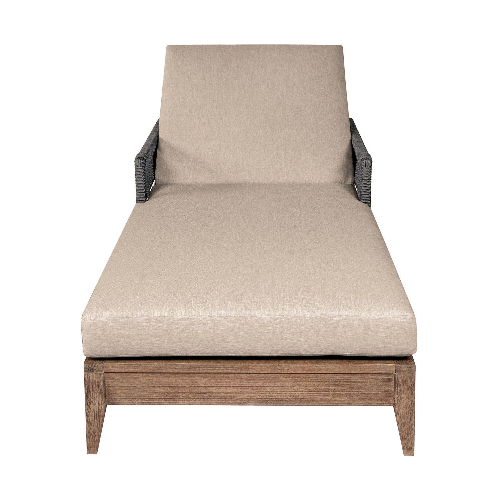 Orbit - Outdoor Patio Chaise Lounge Chair - Weathered Eucalyptus / Taupe - Premium Lounge Chairs from Armen Living - Just $2382.50! Shop now at brett interiors