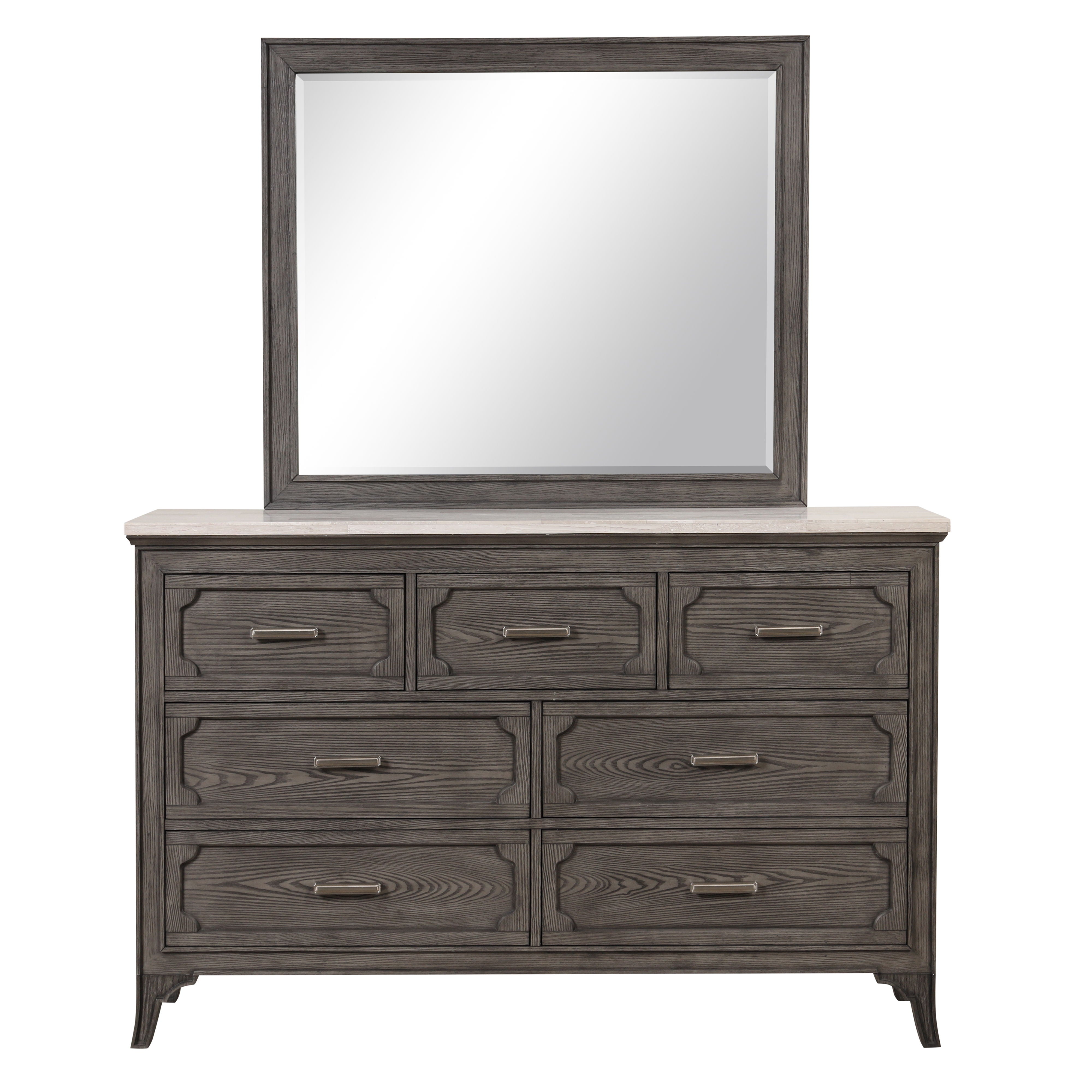 Lisbon - 2 Piece Dresser & Mirror Set - Gray - Premium Dresser & Mirror from New Classic - Just $1000! Shop now at brett interiors