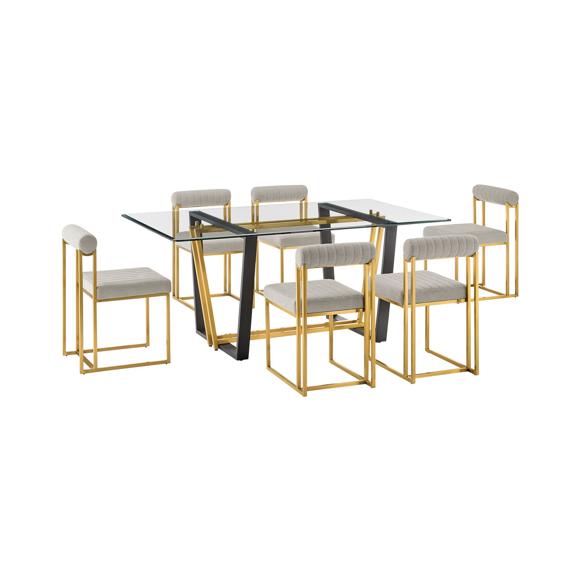 Kai Anastasia - Rectangular Glass Dining Table Set - Gold Brushed Base - Premium 5 Piece Dining Room Sets from Armen Living - Just $3380! Shop now at brett interiors