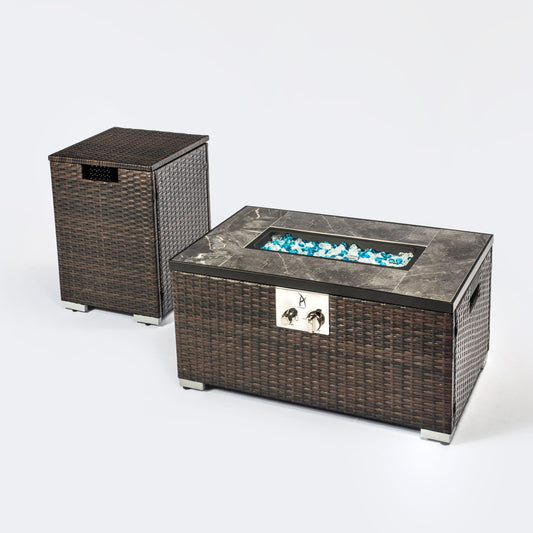 Outdoor Rectangle Fire Pit Table And Propane Tank Cover - Premium Fire Pits from AS Outdoor Heating - Just $163! Shop now at brett interiors