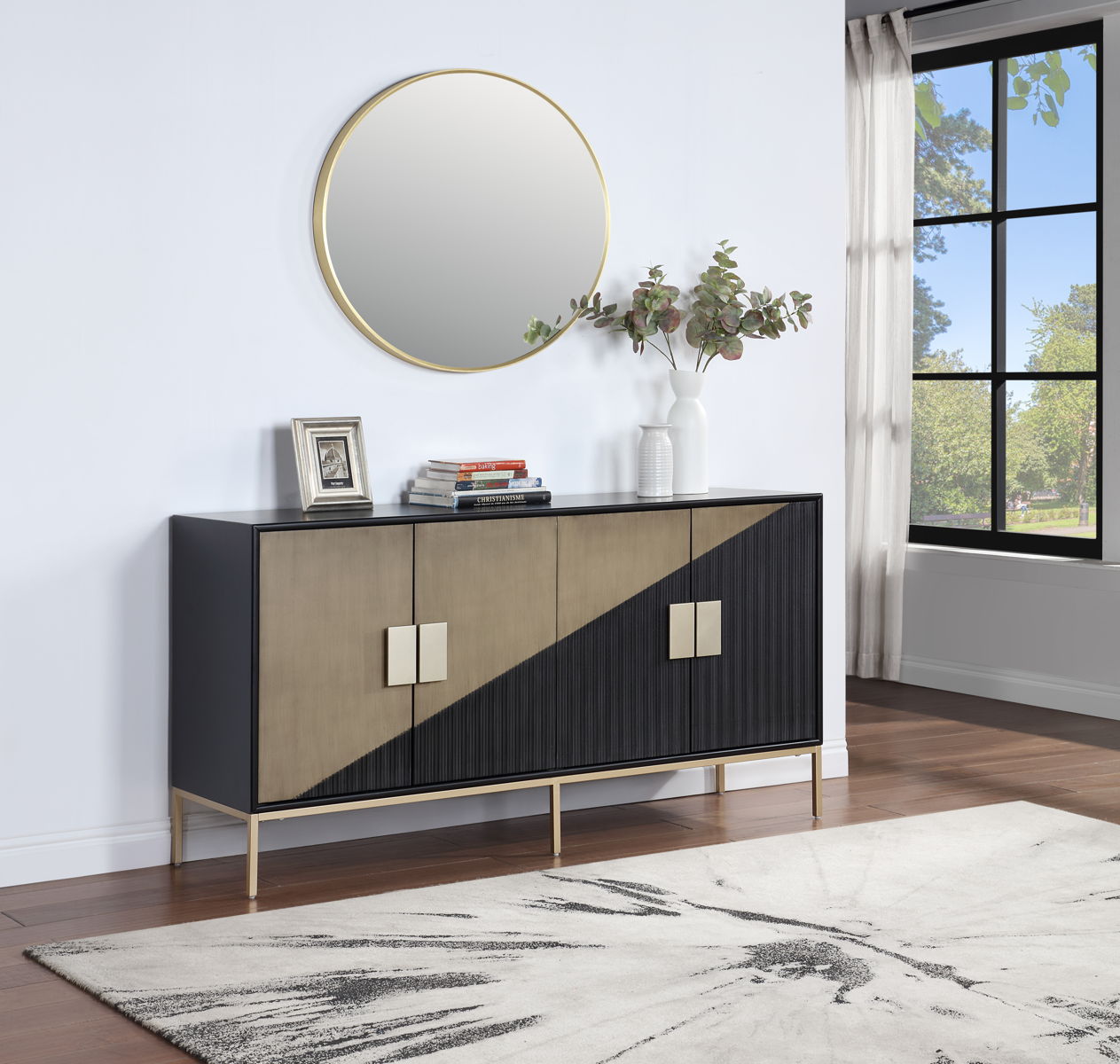 Phoenix - Four Door Credenza - Midnight Hour / Champagne - Premium Credenzas from Coast2Coast Home - Just $3300! Shop now at brett interiors