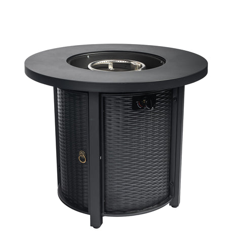 30" Propane Round Fire Table 40000Btu Propane Fire Pit Table - Black - Premium Fire Pits from AS Outdoor Heating - Just $345! Shop now at brett interiors