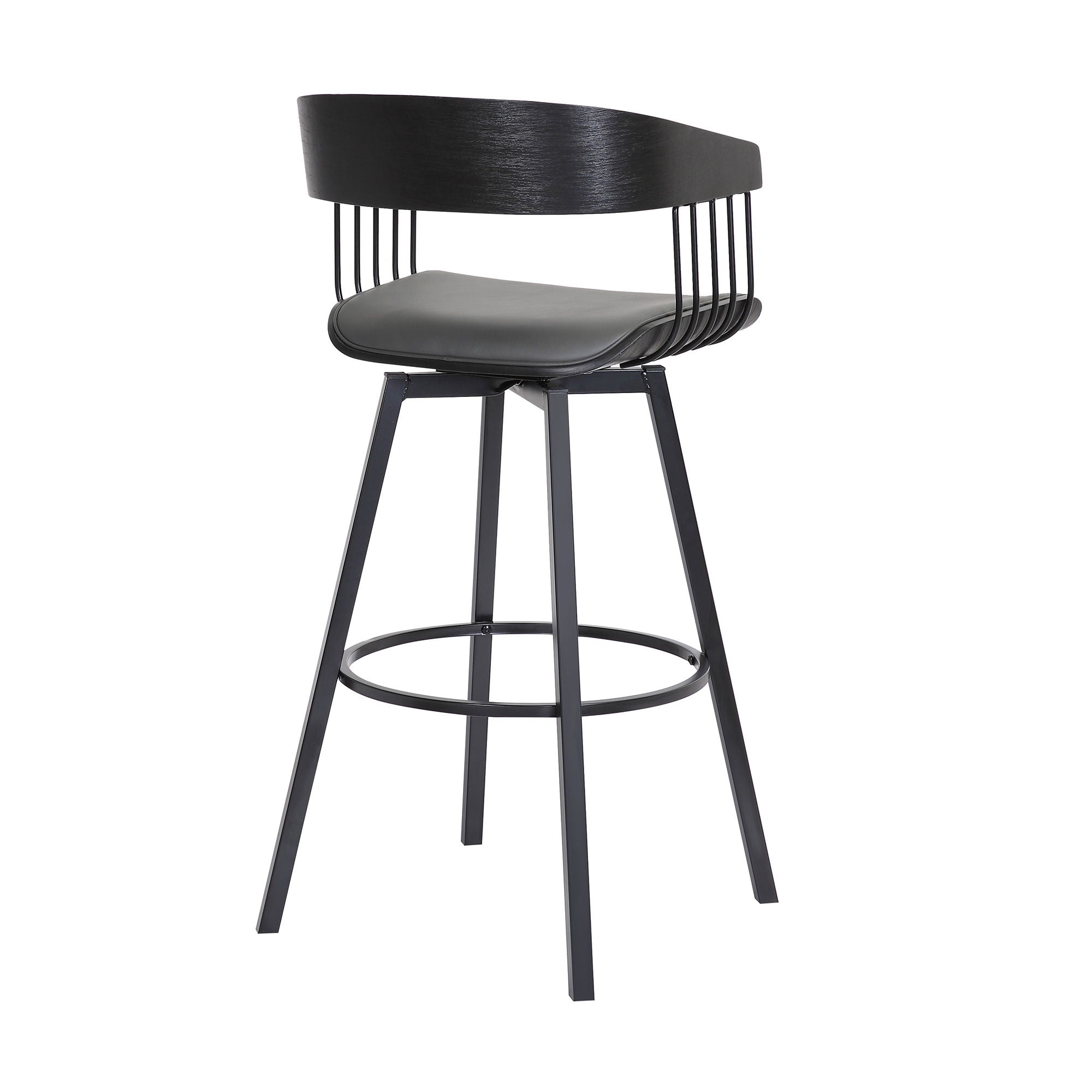 Athena - Swivel Black Wood Stool - Premium Counter Height (24"-27") from Armen Living - Just $280! Shop now at brett interiors