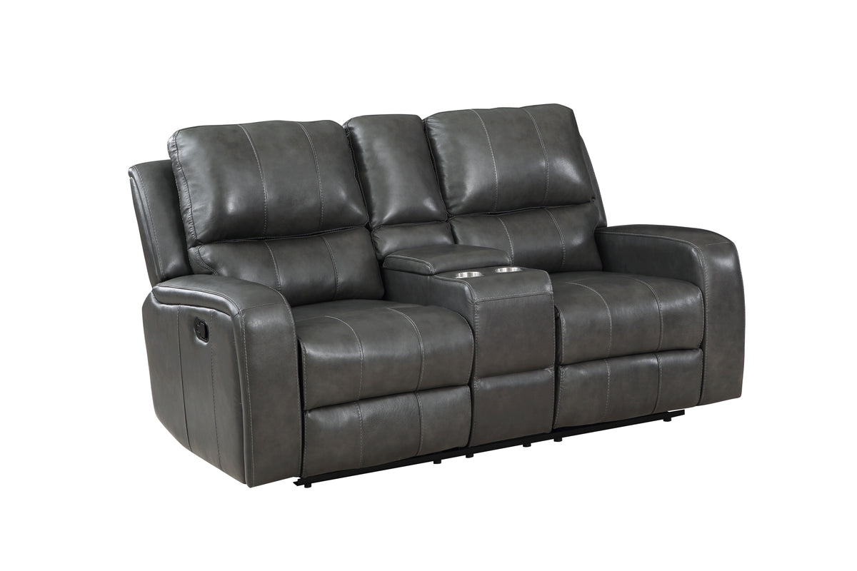 Linton - Leather Console Loveseat With Dual Recliners - Premium Reclining Loveseats from New Classic - Just $1372.50! Shop now at brett interiors