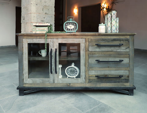 Loft Brown - 60” Buffet With 3 Drawer / 2 Doors - Two Tone Gray / Brown - Premium Buffets from International Furniture Direct - Just $1087.50! Shop now at brett interiors