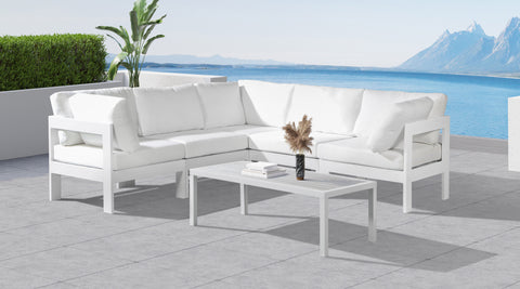 Nizuc - Outdoor Patio Modular Sectional 5 Piece - White - Metal - Premium Stationary Sectionals from Meridian Furniture - Just $4612.50! Shop now at brett interiors