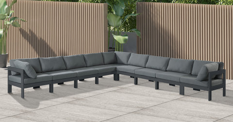 Nizuc - Outdoor Patio Modular Sectional 9 Piece - Grey - Modern & Contemporary - Premium Stationary Sectionals from Meridian Furniture - Just $8062.50! Shop now at brett interiors