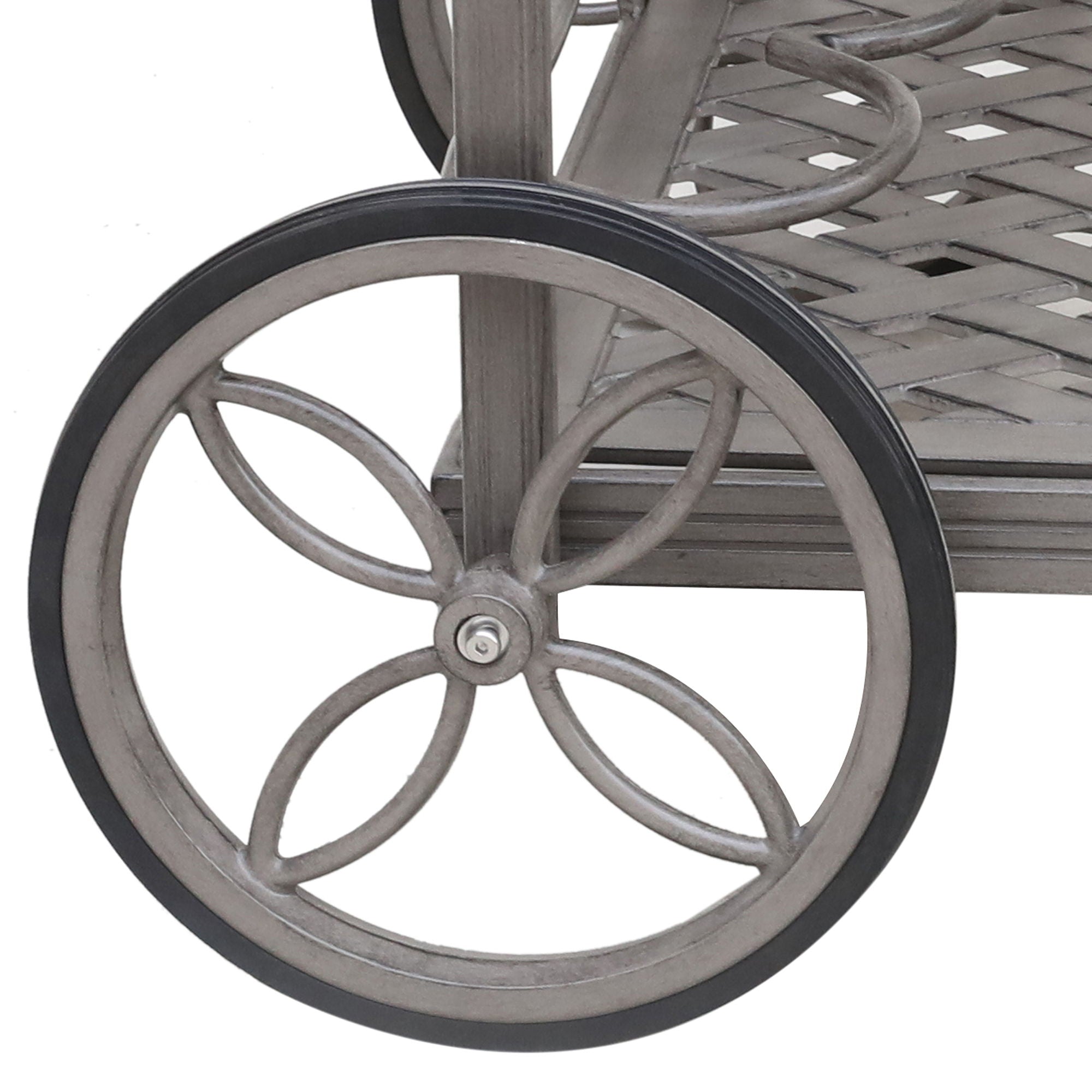 Cast Aluminum Outdoor Patio Serving Tea Cart With Wheels - Gray - Premium Tray Tables from Gather Craft - Just $465! Shop now at brett interiors