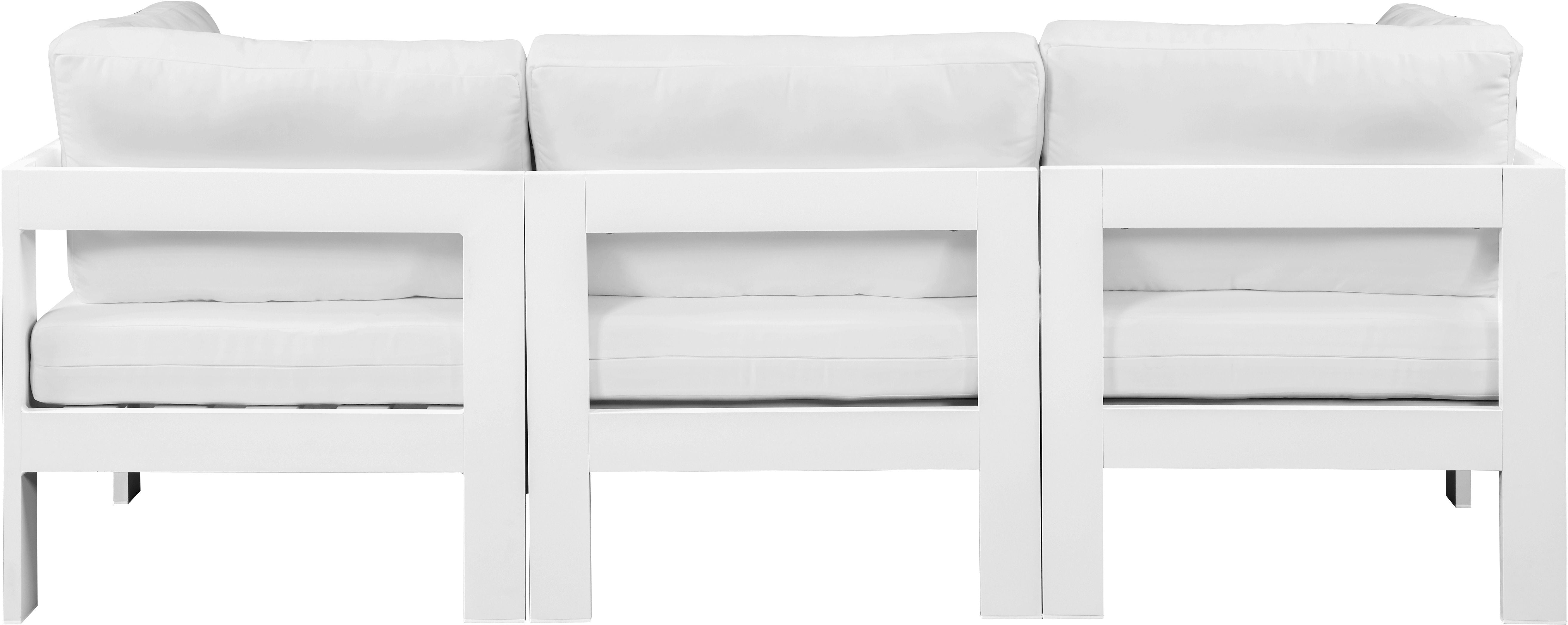 Nizuc - Outdoor Patio Modular Sofa - White - Modern & Contemporary - Premium Sofas from Meridian Furniture - Just $2787.50! Shop now at brett interiors