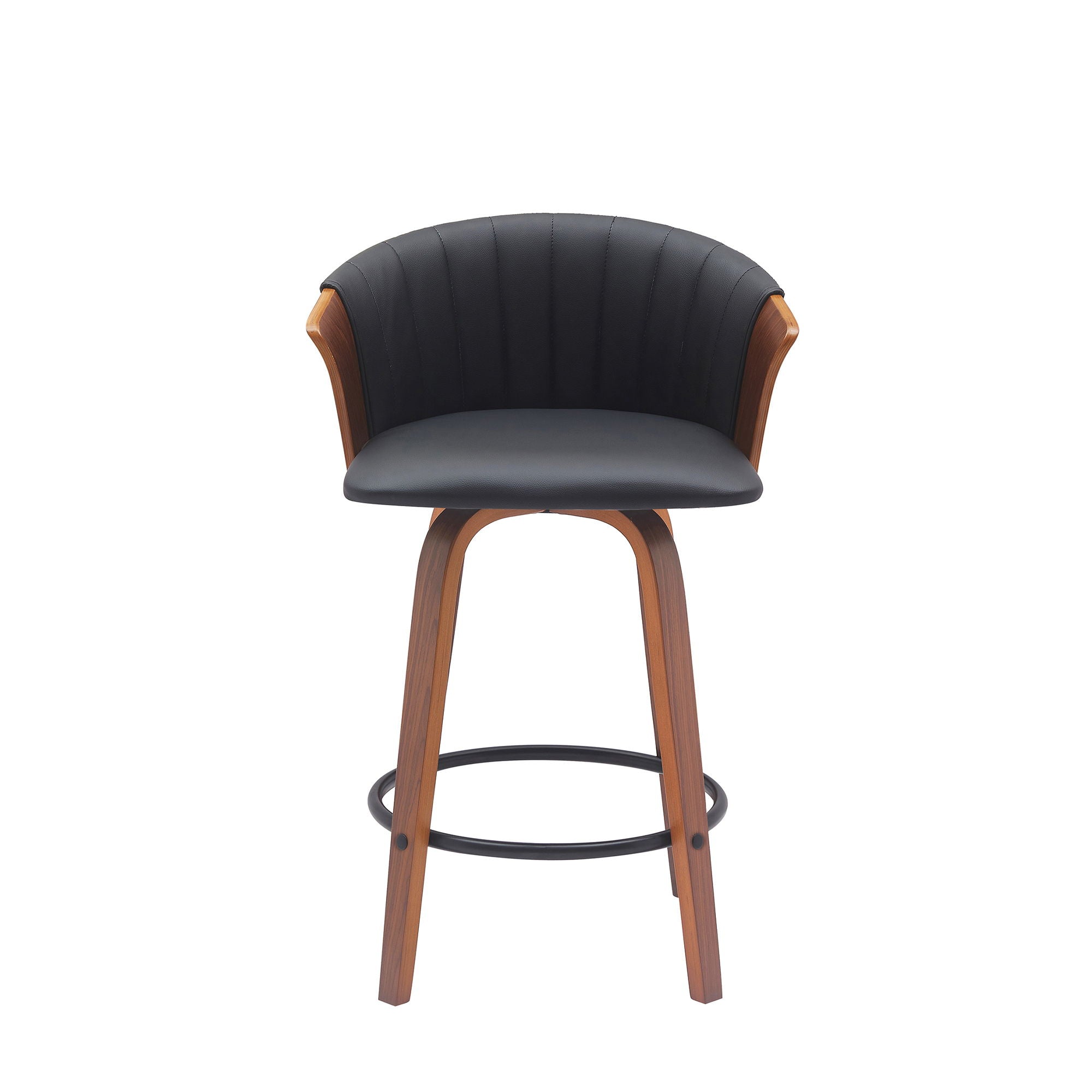 Diana - Swivel Walnut Wood Faux Leather Counter Stool - Premium Counter Height (24"-27") from Armen Living - Just $227.50! Shop now at brett interiors