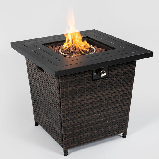 28" Wicker Square Fire Pit Table - Black Brown - Premium Fire Pits from AS Outdoor Heating - Just $334! Shop now at brett interiors