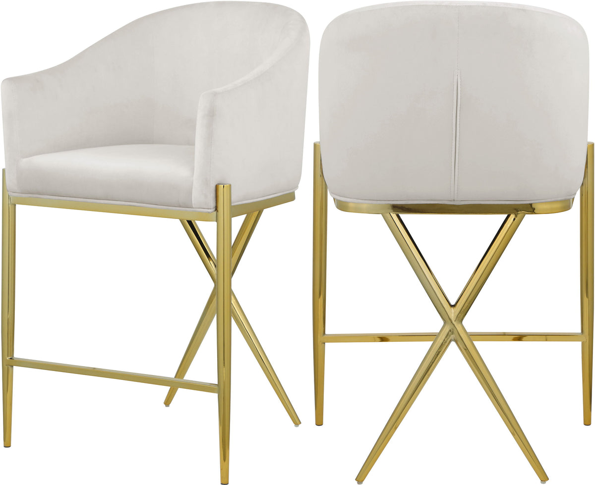 Xavier - Counter Stool with Gold Legs - Premium Counter Height (24"-27") from Meridian Furniture - Just $475! Shop now at brett interiors