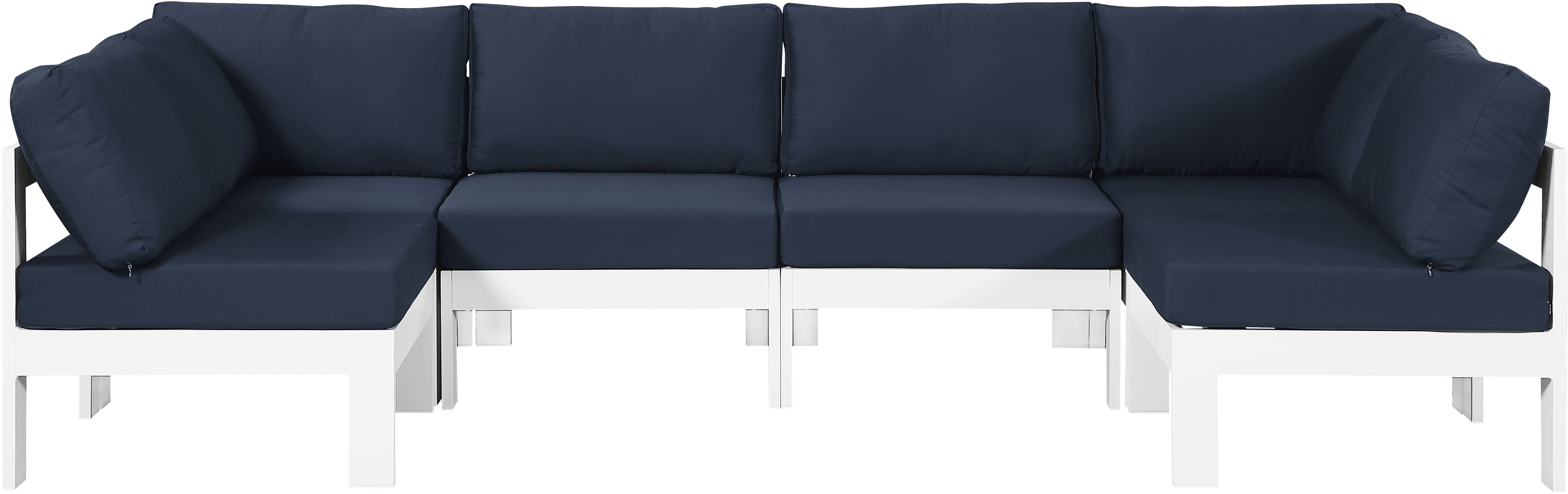 Nizuc - Outdoor Patio Modular Sectional 6 Piece - Navy - Fabric - Premium Stationary Sectionals from Meridian Furniture - Just $5375! Shop now at brett interiors