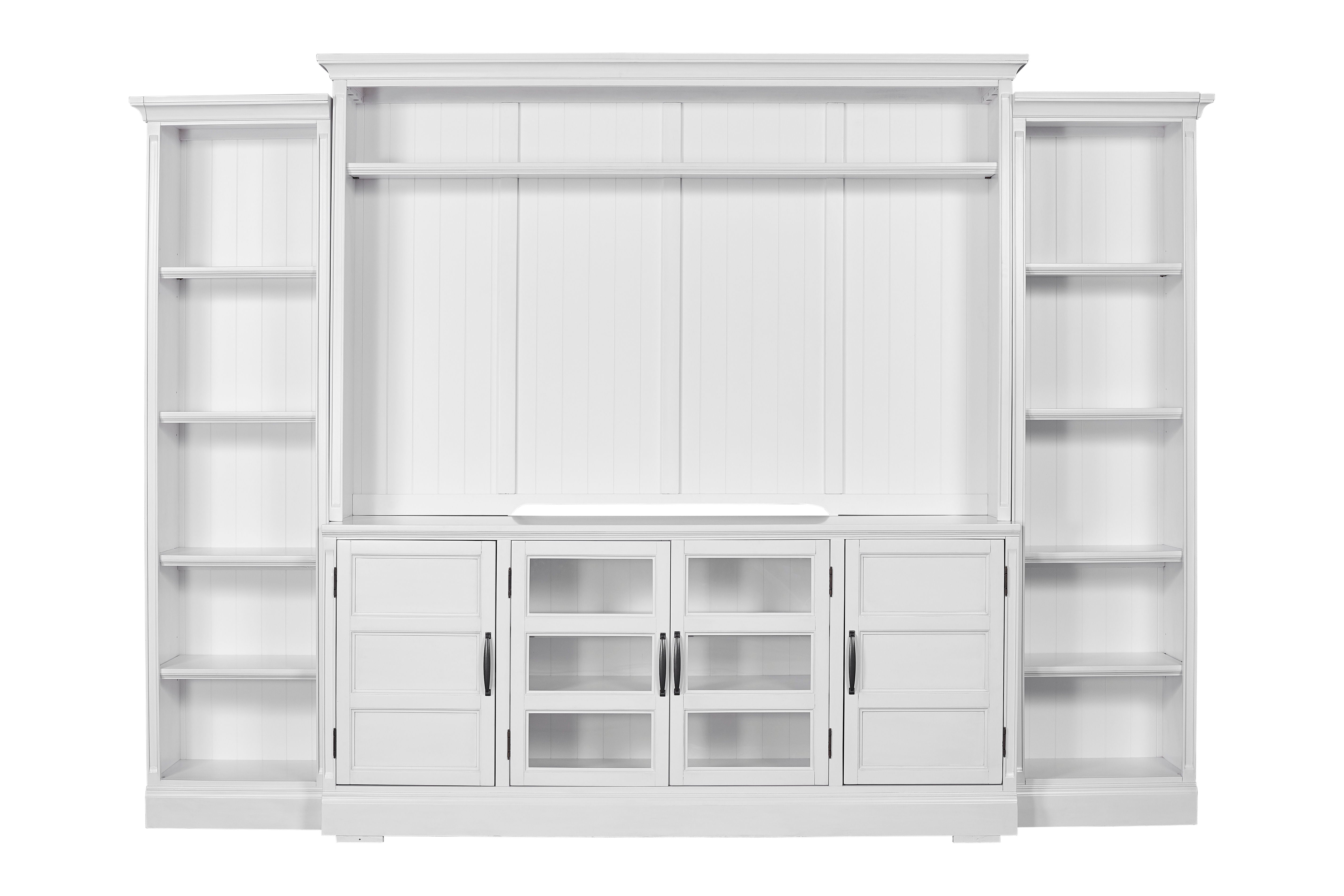 Shoreham - 4 Piece Entertainment Wall - Effortless White - Premium Library Walls from Parker House - Just $3492.50! Shop now at brett interiors