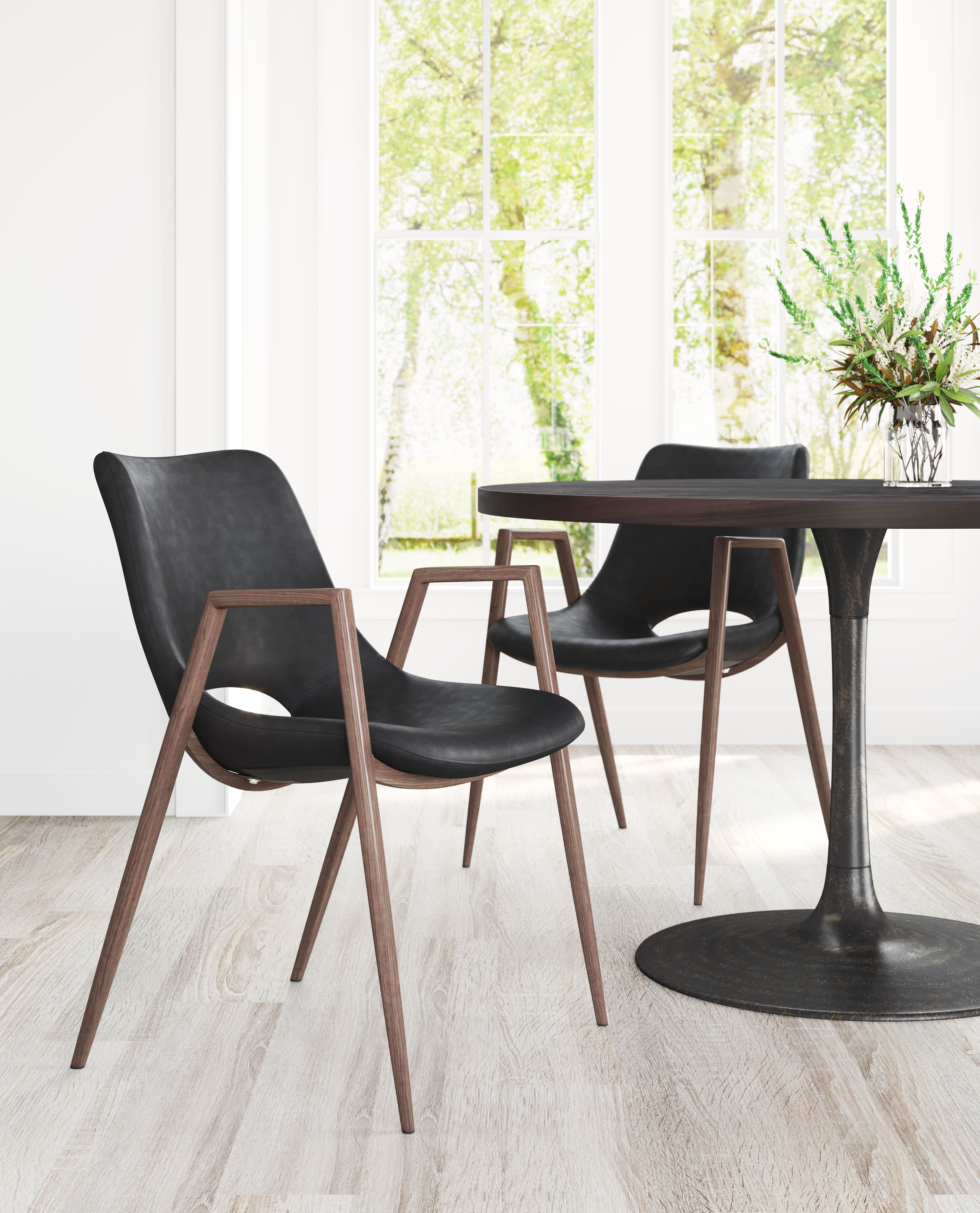 Desi - Dining Chair (Set of 2) Walnut Legs Zuo Modern