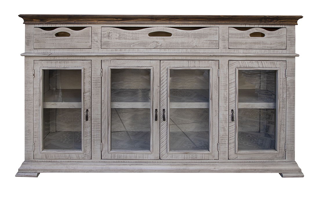 Gray - Console With 3 Drawers 4 Doors - Light Gray - Premium Sideboards from International Furniture Direct - Just $1137.50! Shop now at brett interiors