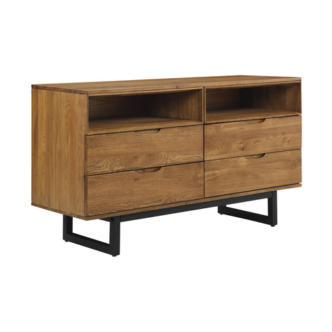 Aldo - 4 Drawer Dresser With Metal Legs - Brown Oak / Black - Premium Dressers from Armen Living - Just $1725! Shop now at brett interiors