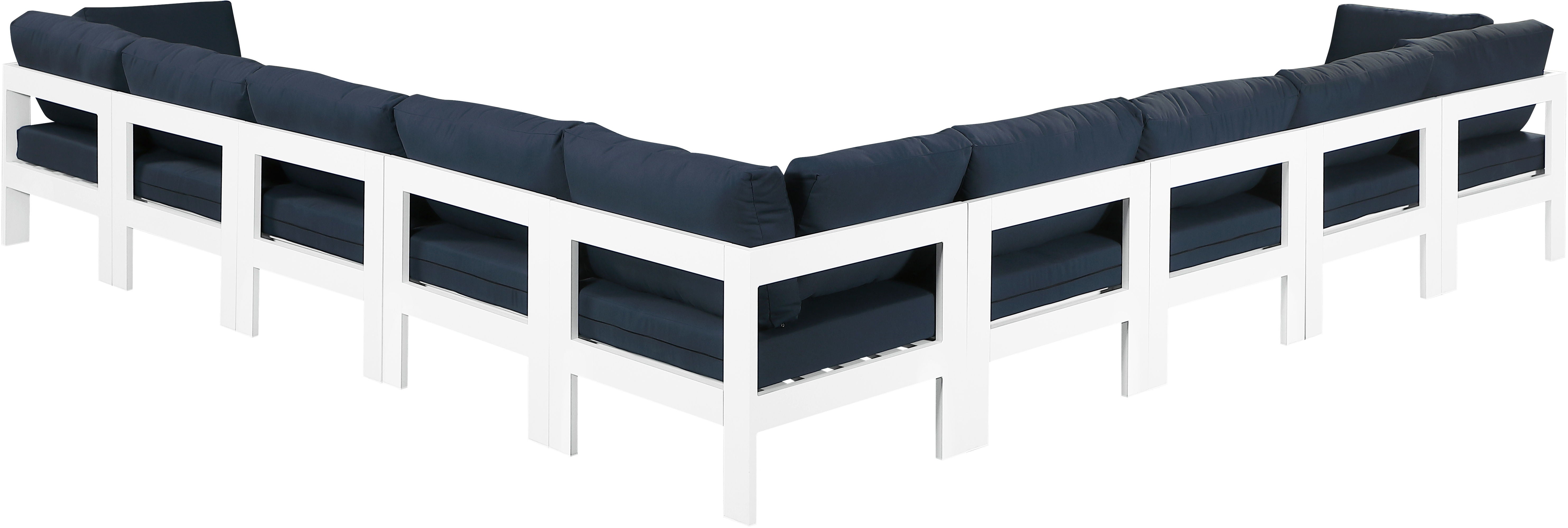 Nizuc - Outdoor Patio Modular Sectional 9 Piece - Navy - Premium Stationary Sectionals from Meridian Furniture - Just $8062.50! Shop now at brett interiors