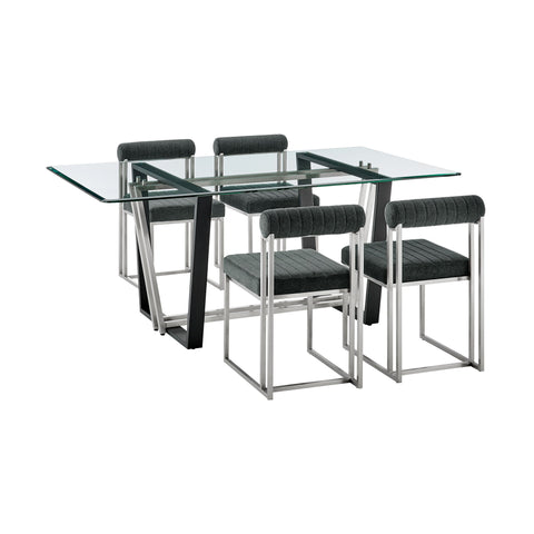 Kai Anastasia - Rectangular Glass Dining Table Set - Brushed Base - Premium 5 Piece Dining Room Sets from Armen Living - Just $3065! Shop now at brett interiors