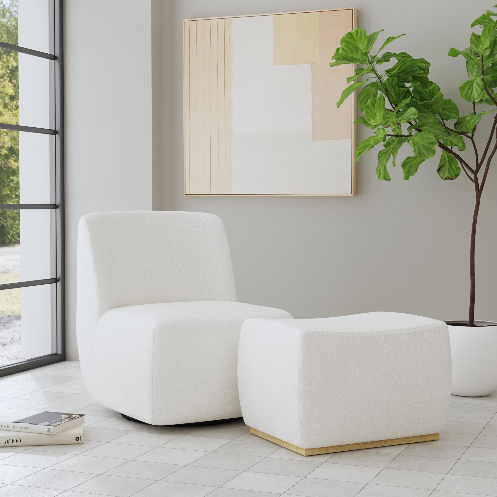 Nico - Swivel Chair & Ottoman - White - Premium 2 Piece Living Room Sets from Homestyles - Just $1622.50! Shop now at brett interiors