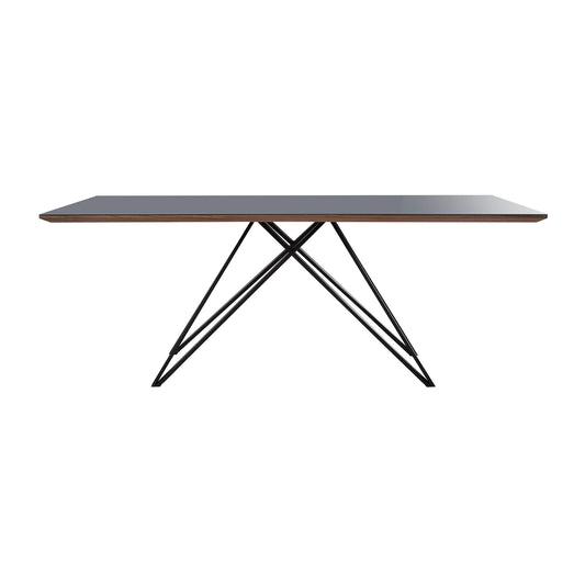 Urbino - Mid-Century Dining Table Glass Top - Matte Black / Dark Gray - Premium Dining Tables from Armen Living - Just $1307.50! Shop now at brett interiors