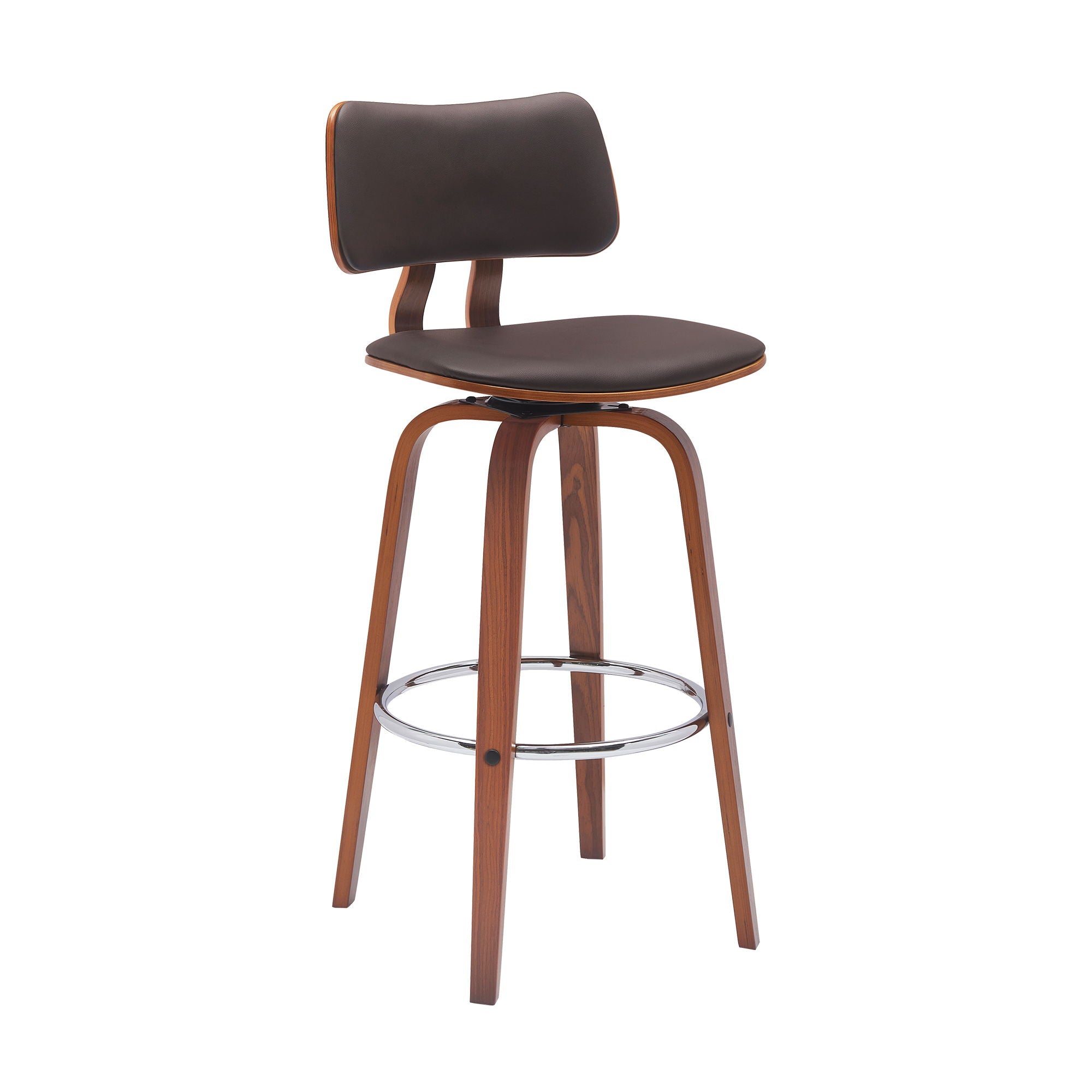 Pico - Swivel Walnut Wood Faux Leather Stool - Premium Counter Height (24"-27") from Armen Living - Just $205! Shop now at brett interiors