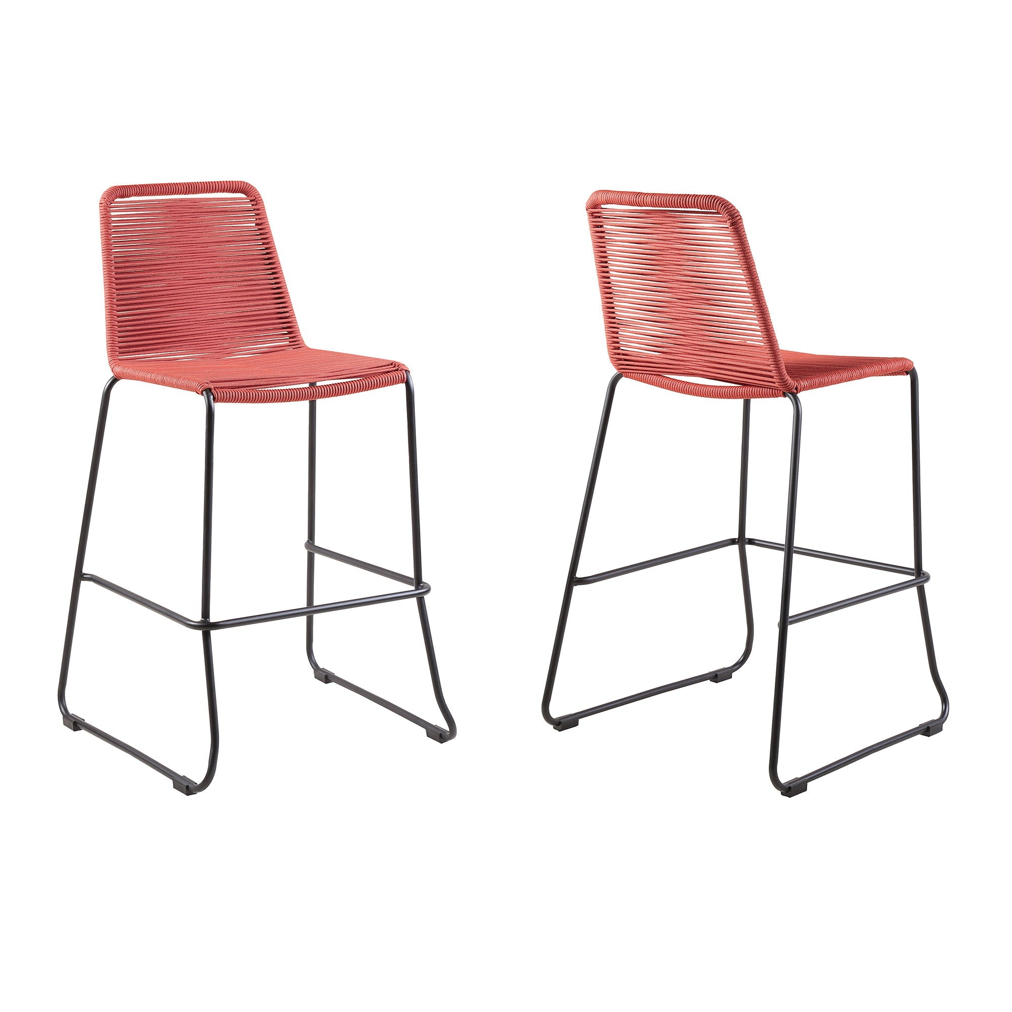 Shasta - Outdoor Metal And Rope Stackable Stool (Set of 2) Armen Living