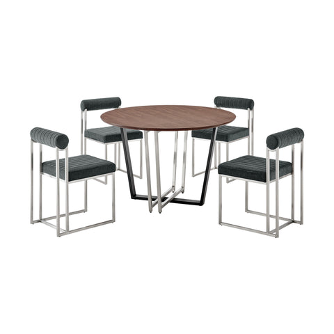 Joana Anastasia - Round Walnut Dining Table Set - Premium 5 Piece Dining Room Sets from Armen Living - Just $2805! Shop now at brett interiors