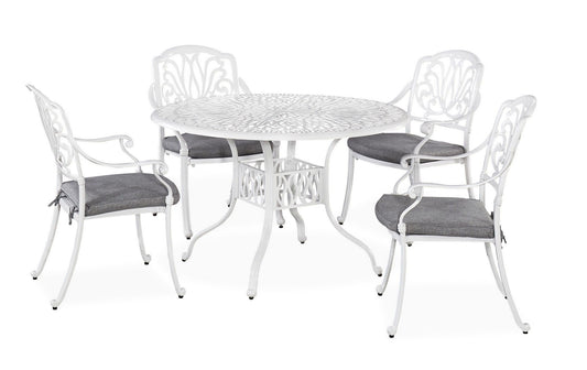 Capri - 5 Piece Outdoor Dining Set - Metal - White - 29.75" - Premium 5 Piece Outdoor Sets from Homestyles - Just $3789.98! Shop now at brett interiors