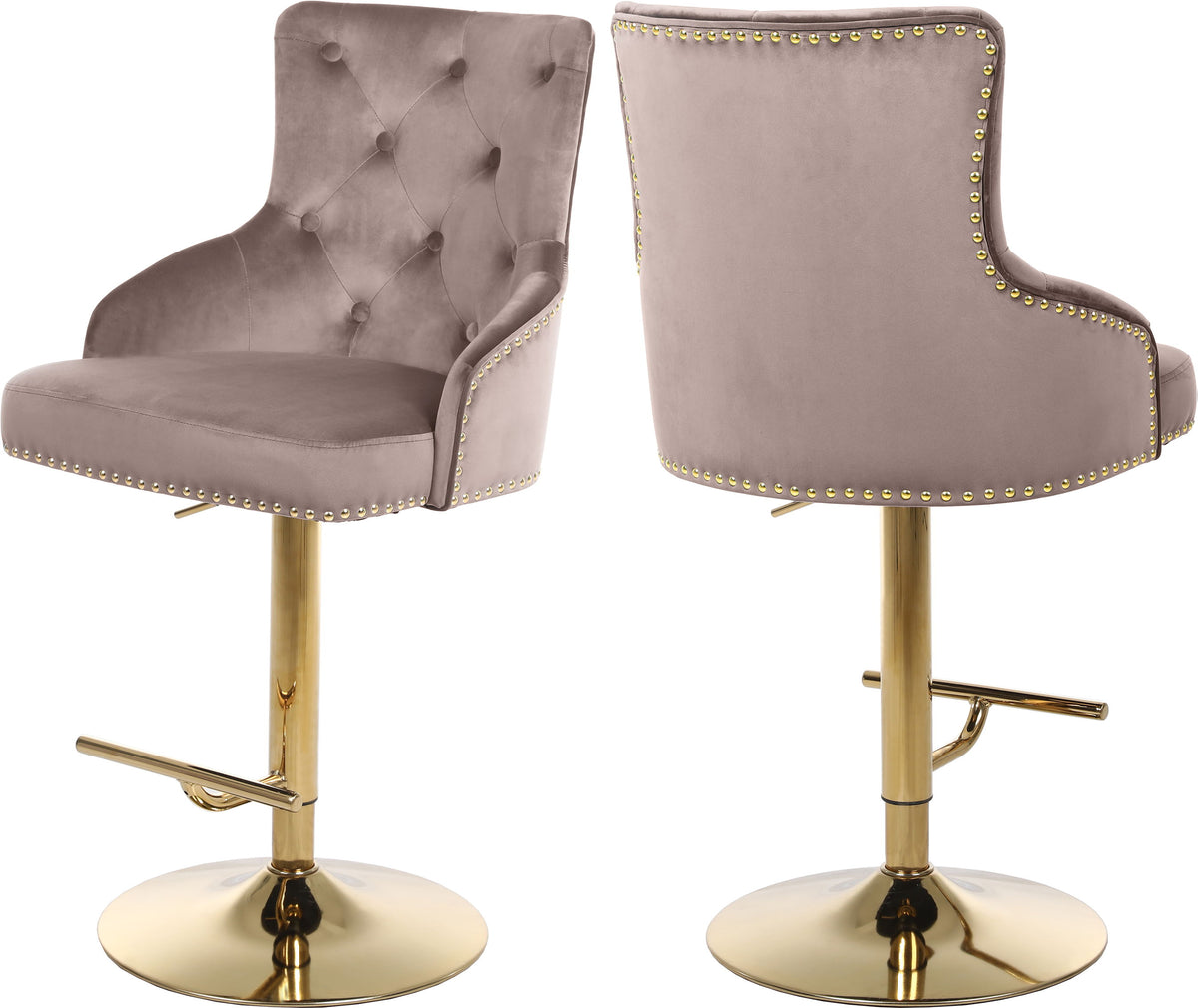 Claude - Adjustable Stool Gold Swivel with Gold Base - Premium Adjustable Height from Meridian Furniture - Just $412.50! Shop now at brett interiors