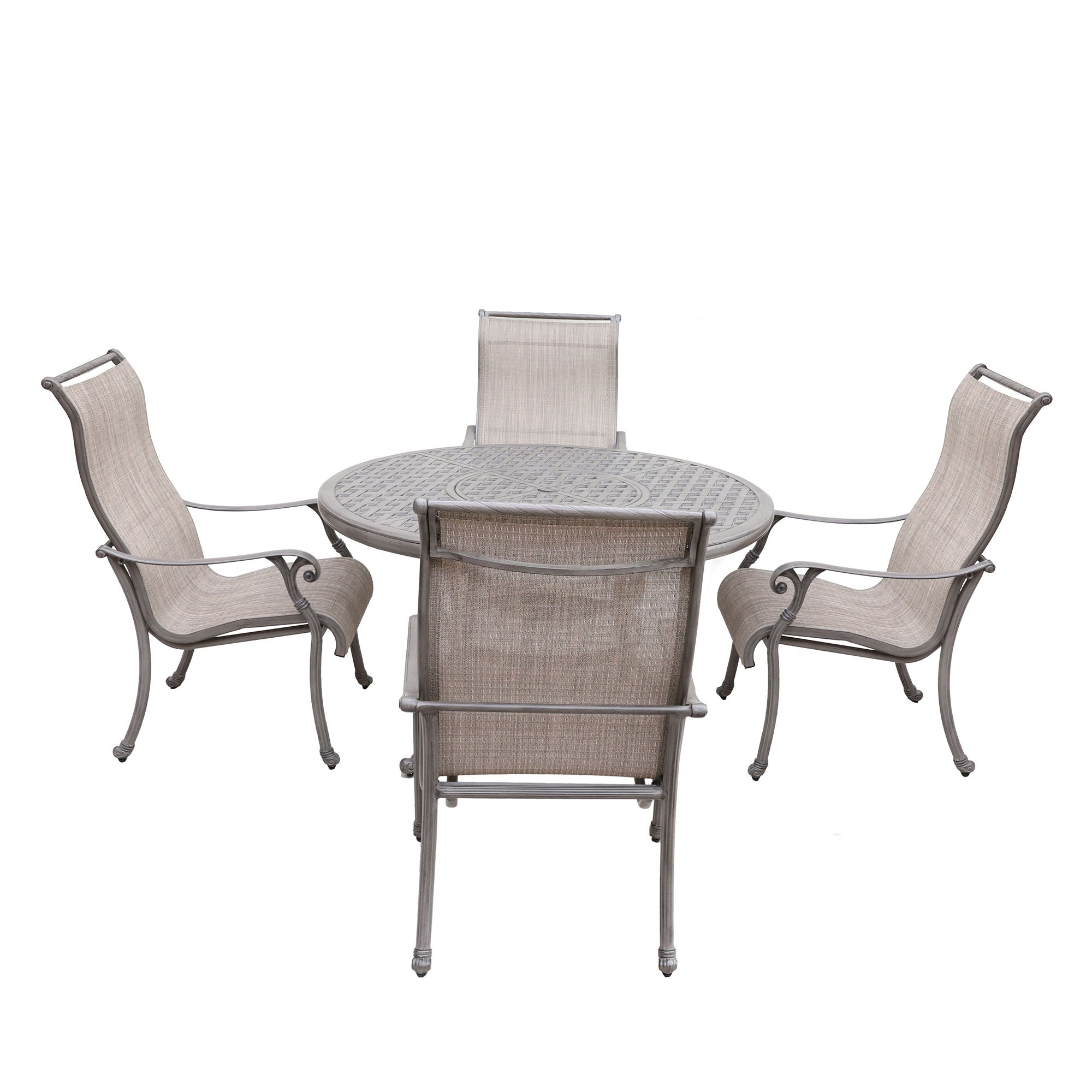 Cast Aluminum Dining Set With Sling Chairs - Premium 5 Piece Outdoor Sets from Gather Craft - Just $2638! Shop now at brett interiors