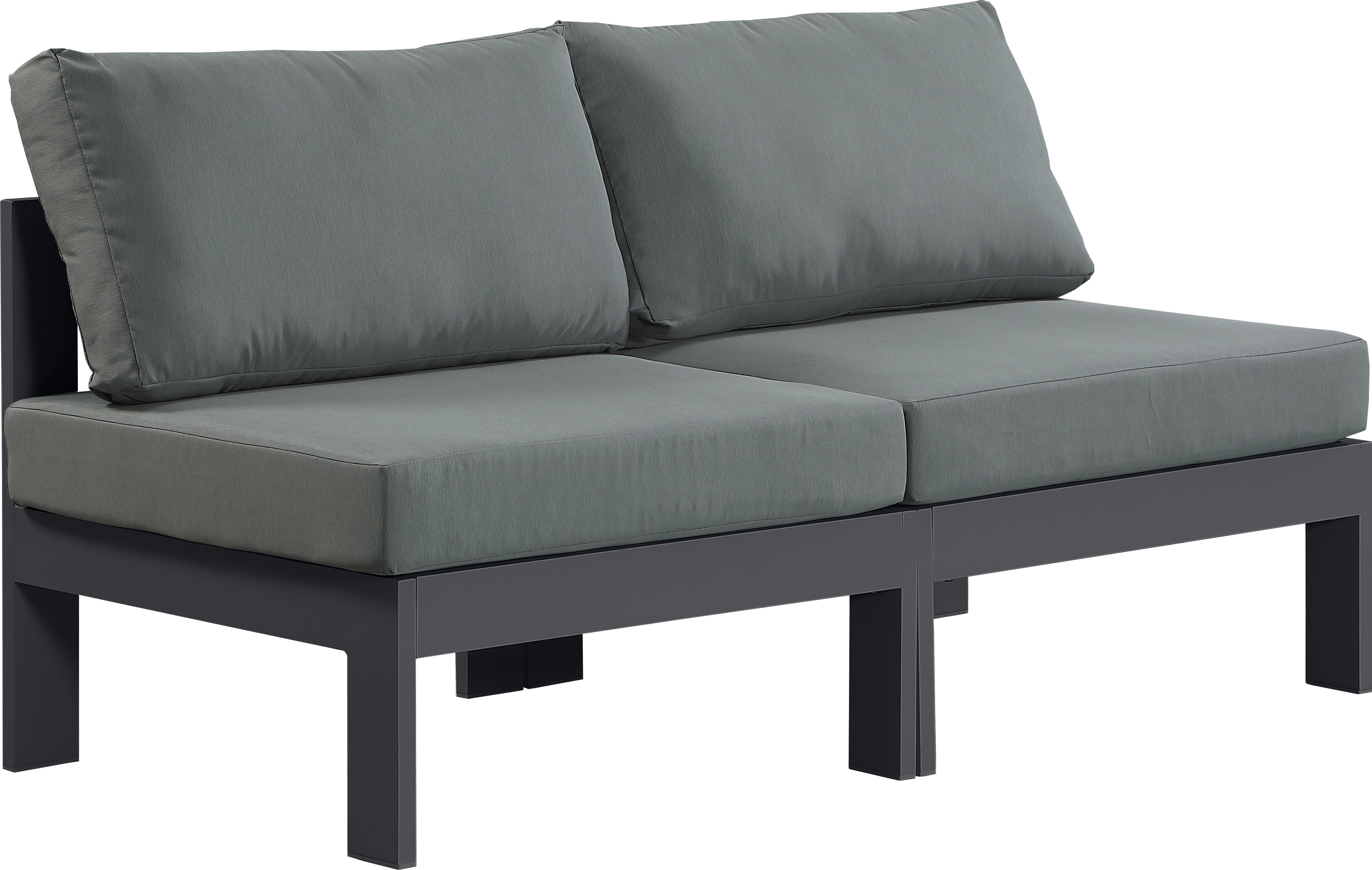 Nizuc - Outdoor Patio Modular Sofa 2 Seats - Grey - Fabric - Premium Sofas from Meridian Furniture - Just $1725! Shop now at brett interiors