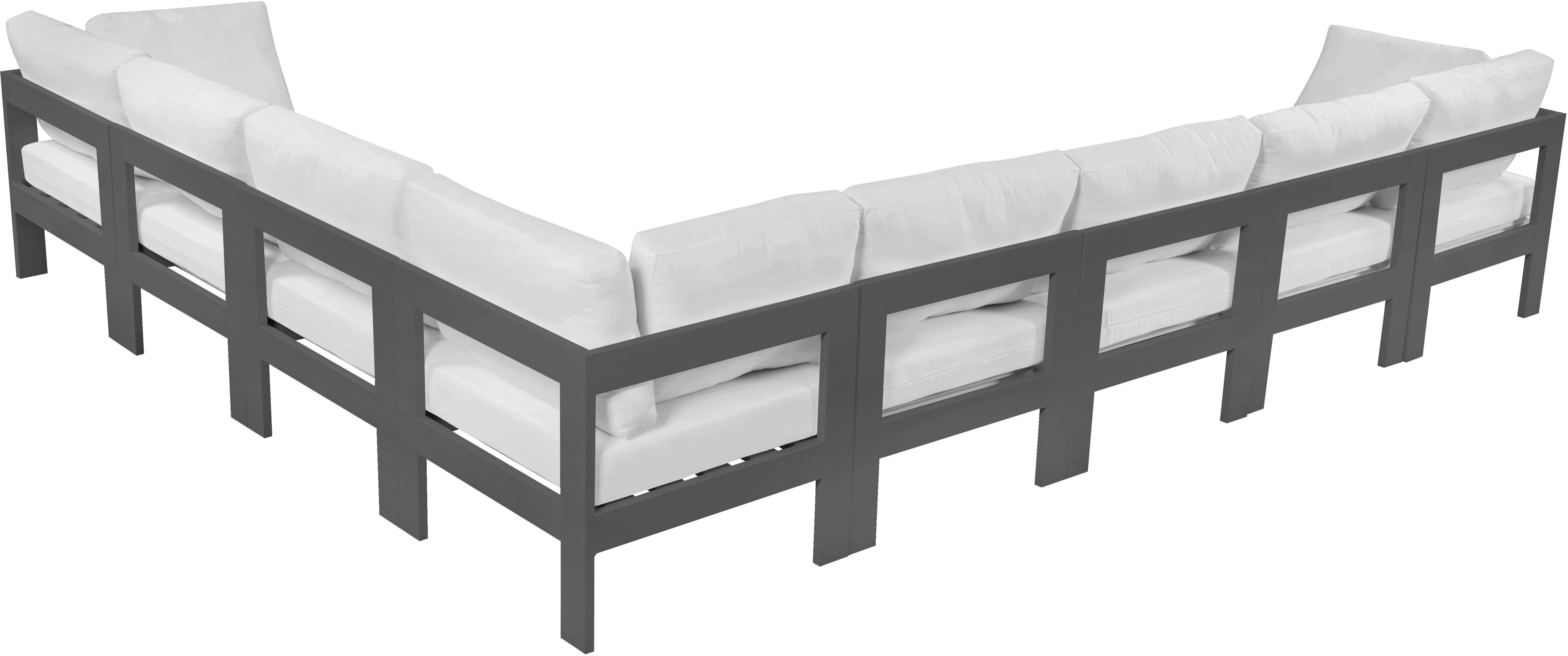 Nizuc - Outdoor Patio Modular Sectional 8 Piece - White - Fabric - Modern & Contemporary - Premium Stationary Sectionals from Meridian Furniture - Just $7200! Shop now at brett interiors