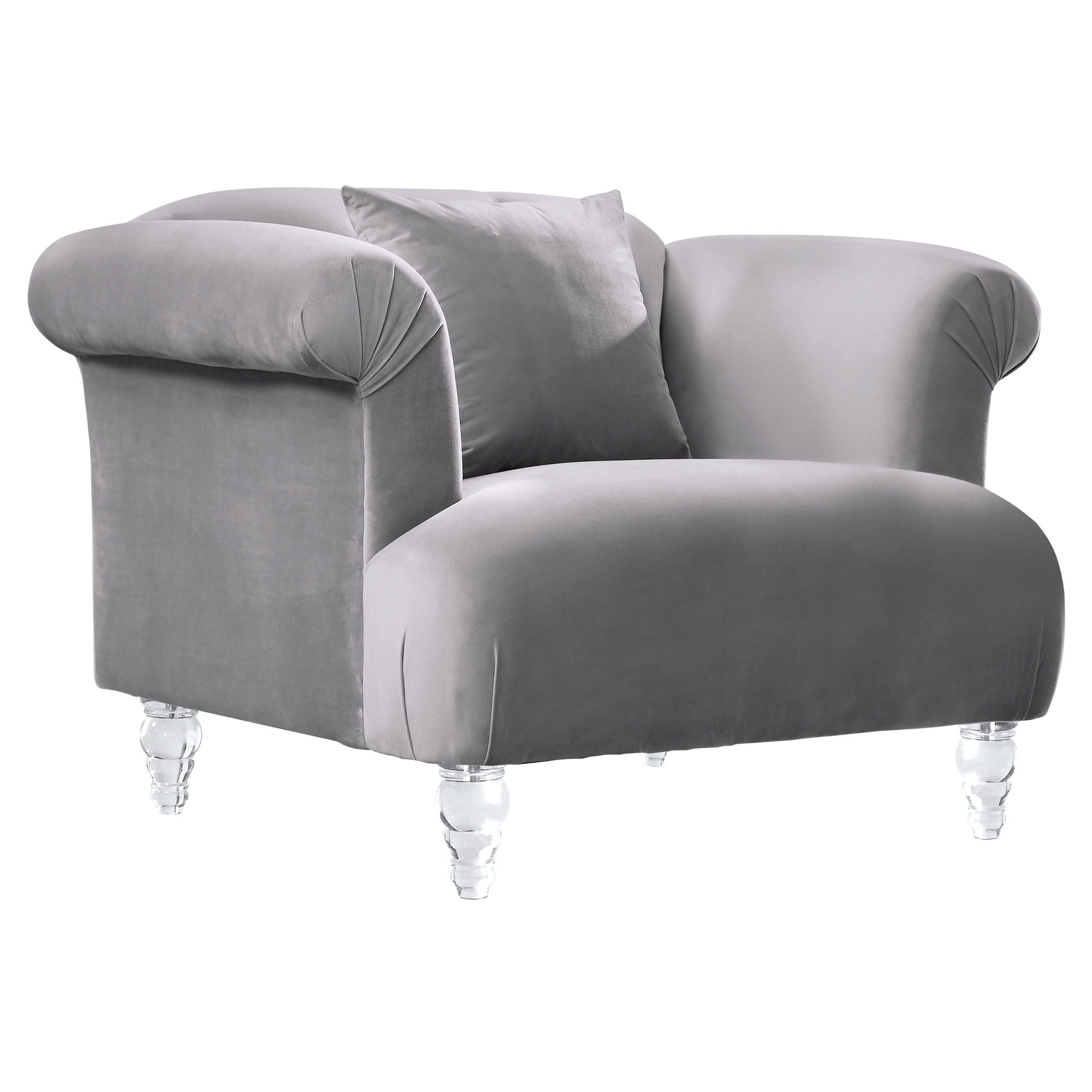 Elegance - Contemporary Sofa Chair Velvet With Acrylic Legs - Gray - Premium Arm Chairs from Armen Living - Just $1072.50! Shop now at brett interiors