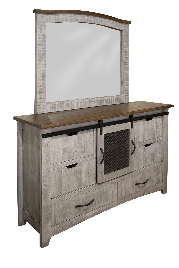 Pueblo Gray - Mirror - Light Gray / Brown - Premium Bedroom Mirrors from International Furniture Direct - Just $307.50! Shop now at brett interiors