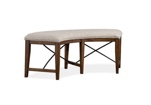 Bay Creek - Curved Bench With Upholstered Seat - Toasted Nutmeg - Premium Upholstered Benches from Magnussen Furniture - Just $455! Shop now at brett interiors