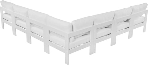 Nizuc - Outdoor Patio Modular Sectional 7 Piece - White - Metal - Modern & Contemporary - Premium Stationary Sectionals from Meridian Furniture - Just $6137.50! Shop now at brett interiors