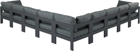 Nizuc - Outdoor Patio Modular Sectional 9 Piece - Grey - Modern & Contemporary - Premium Stationary Sectionals from Meridian Furniture - Just $8062.50! Shop now at brett interiors